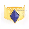 Fornecedor de atacado para lapis Gemstone Ring, 18k banhado a ouro em prata e prata